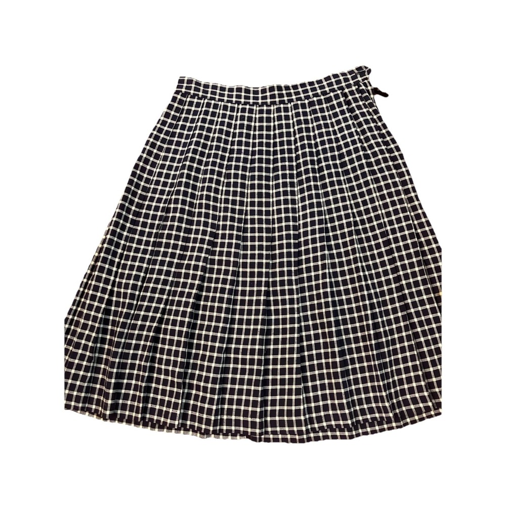 Y2k‎ Vintage Skirt Boho Grannycore Pleated Check Black White Sz 8 Whimsigoth